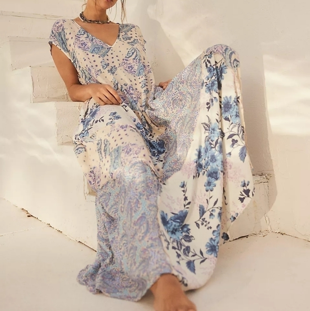 Free People Desert Flower Patched Maxi Dress size S NWT